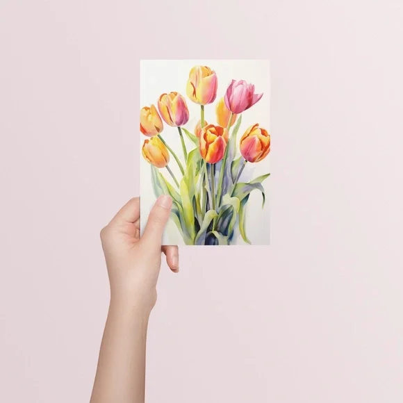 Watercolor Tulips Wall Art Illustration Print Poster Unframed - Picture 5 of 5